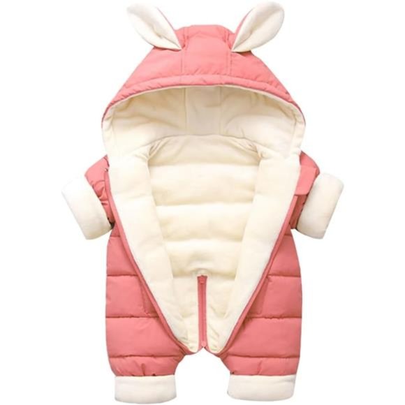 Baby Girls Snowsuit Winter Coat For Infant & Toddlers Warm Clothes NEW - Picture 2 of 7